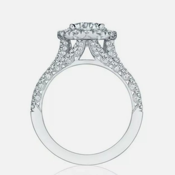 New 925 Silver Round Cut  Halo Diamond Ring - Picture 2 of 3